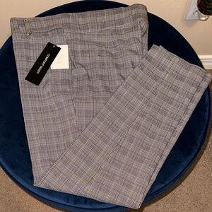 Elegant Women's Gray and Navy Checkered Trousers